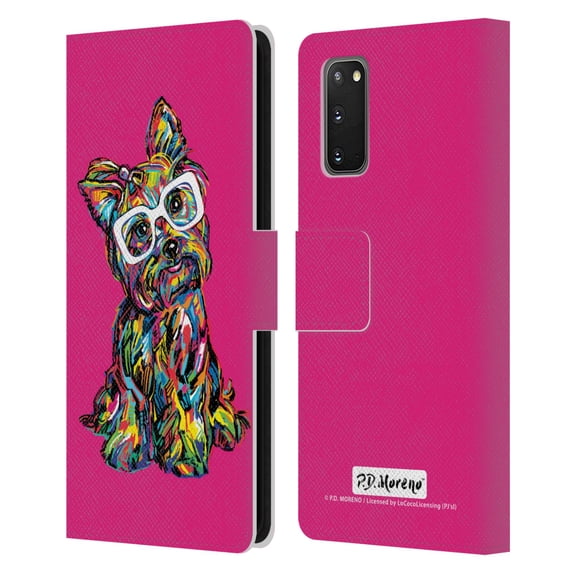 Head Case Designs Officially Licensed P.D. Moreno Dogs Yorkie Leather Book Wallet Case Cover Compatible with Samsung Galaxy S20 / S20 5G