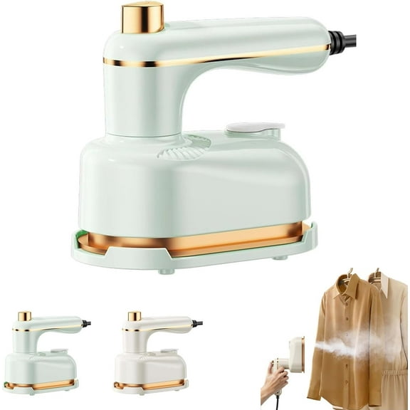 Sakerplus Handheld Steam Iron with Anti-Scalding Base,Saker Portable Steamer for Clothes,2-in-1 Steamer and Iron,1000w Fast Heating in 5 Seconds,Mini Travel Iron for Home, Dorm(Green)