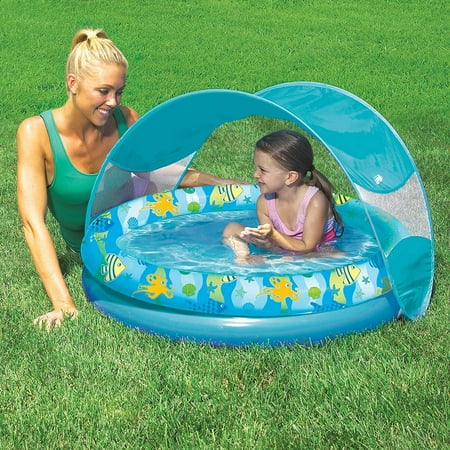 Aqua Leisure Tot Sunshade Pool with Canopy and Carry Bag in Turquoise/Multi