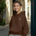 thumbnail image 3 of Dalix Heartly Ghost Embroidery Relaxed Hoodie Soft Fleece Sweatshirt Drawcord Fit Lounge Womens in Chestnut M Medium, 3 of 5