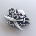 thumbnail image 5 of Antique Silver Skull Rhinestones Bling Belt Buckle, 5 of 6