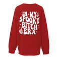 thumbnail image 5 of Arlun,Halloween Chandails pour Femmes Grande Taille Mode à Lettres Imprimées Coupe Ample Col Rond Chandails à Enfiler Chandails Amples Confortables Manches Longues Automne Hiver Entraînement Hauts Sans Capuche Rouge3 S, 5 of 5
