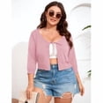 thumbnail image 2 of Yesfashion Women's Plus Size Short Sleeve Knit Cardigan Lightweight Lace-Up Front Open Sweater Cardigans, 2 of 8