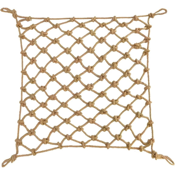 Heavy Duty Jute Rope Tear-resistant Sisal Rope Mesh Twine Netting Wall Children Pets Container Protection Net Safety Netting For Balcony Stairs Scenic Railings Garden Bar Decoration 1x2m