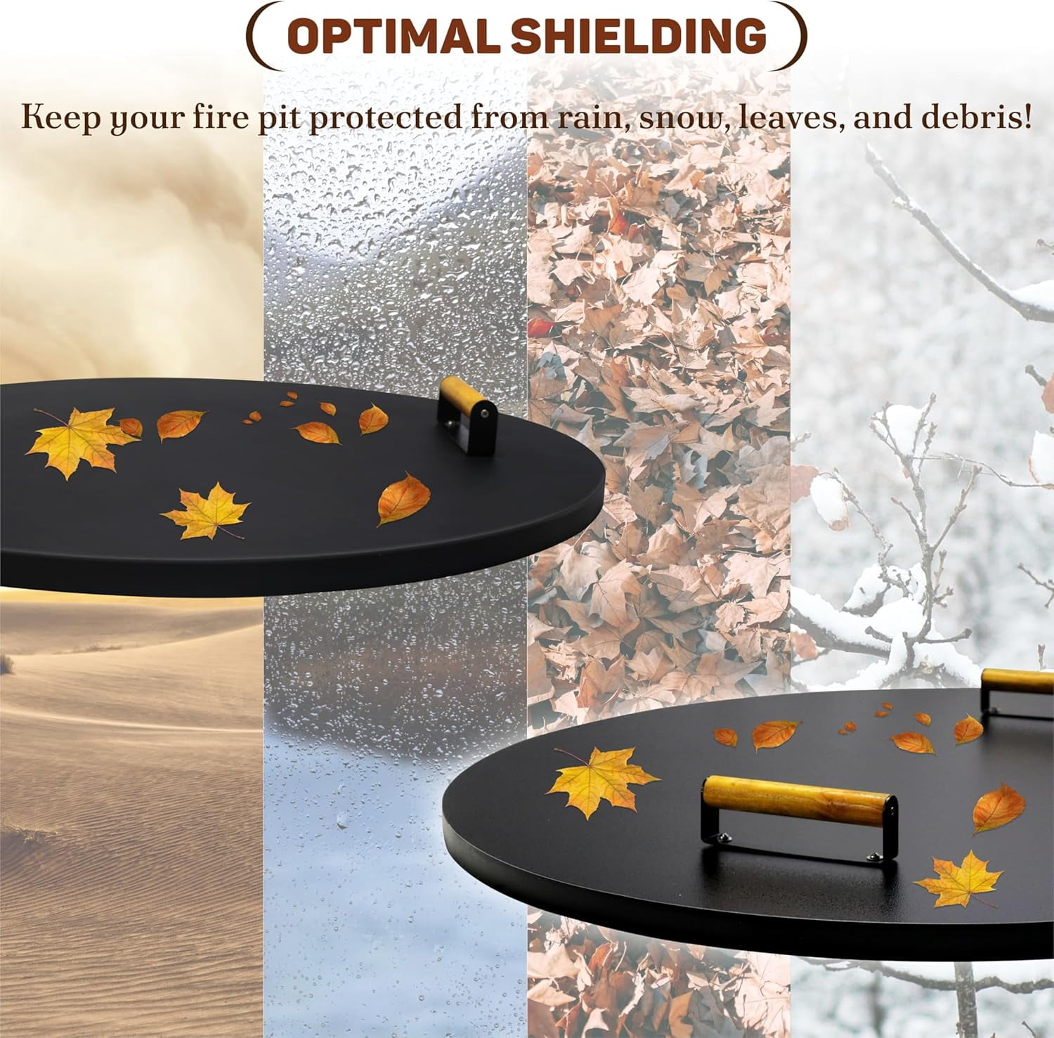 FEBTECH 31 inch Round Fire Pit Cover with Heat Resistant Coating Perfect for Fire Pit Inside up to 29 Inches