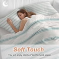 thumbnail image 4 of 3 Piece Turquoise Striped Duvet Cover Set Full Size,Microfiber Comforter/Quilt Cover with Corner Ties and 2 Pillowcases,Farmhouse Pinstripes Geometric Color All Season Bedding with Zipper Closure, 4 of 8