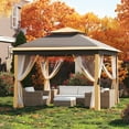 thumbnail image 4 of Garvee 10.82 x 10.82' Outdoor Pop up Gazebo Tent, Adjustable Height with Mosquito Netting, Khaki, 4 of 9