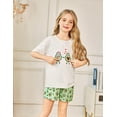 thumbnail image 3 of Oudiya Girls 3 Piece Pajama Set Short Sleeve Sleepwear Summer Cute Pjs Outfits with Hidden Pockets for Kids 4-13Y, 3 of 7