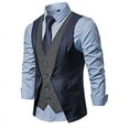 thumbnail image 3 of Work Vest For Men Qiggri New Splicing Fake Two-Piece Breasted Top Casual Men's Suit Top Mens Suit Vest, 3 of 4