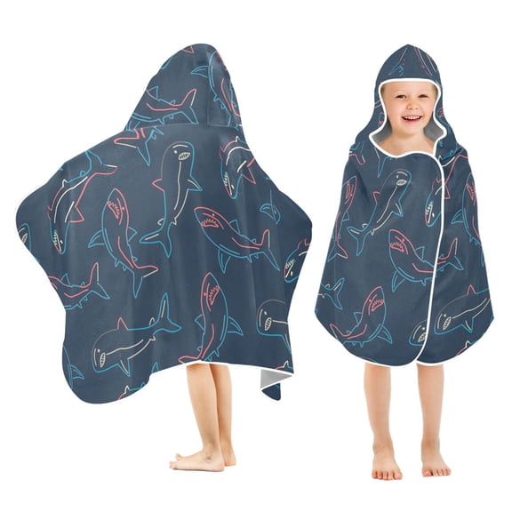 joogoo Sharks-a1 Kids Hooded Beach Towel Baby Bath Towel 23.5"x50"