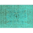 thumbnail image 1 of Ahgly Company Machine Washable Indoor Rectangle Oriental Turquoise Blue Traditional Area Rugs, 4' x 6', 1 of 4