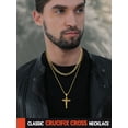 thumbnail image 3 of FaithHeart Layered Cross Necklace for Men Gold Plated Stainless Steel Cuban Curb Link Chain Crucifix Pendant Necklaces Set Christian Church Religious Jewelry Fathers Day Gifts for Son 20 inch, 3 of 10