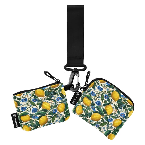 Women's Coin Purses Keychain Wallet Mini Zip Dual Pouch Wristlet Portable Coin Purse Small Wallets For Travel Sports Outdoors Yellow Lemon Cute