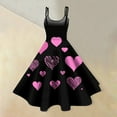 thumbnail image 5 of Valentines Day Sleeveless Vintage Fit and Flare Dress with Heart Print Pattern Casual A-line Midi Pink M, 5 of 6