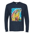 thumbnail image 2 of Wild Bobby Dean Russo Neon Colorfu Dolphin Animal Lover Men Long Sleeve Shirt, Vintage Heather Navy, XX-Large, 2 of 5