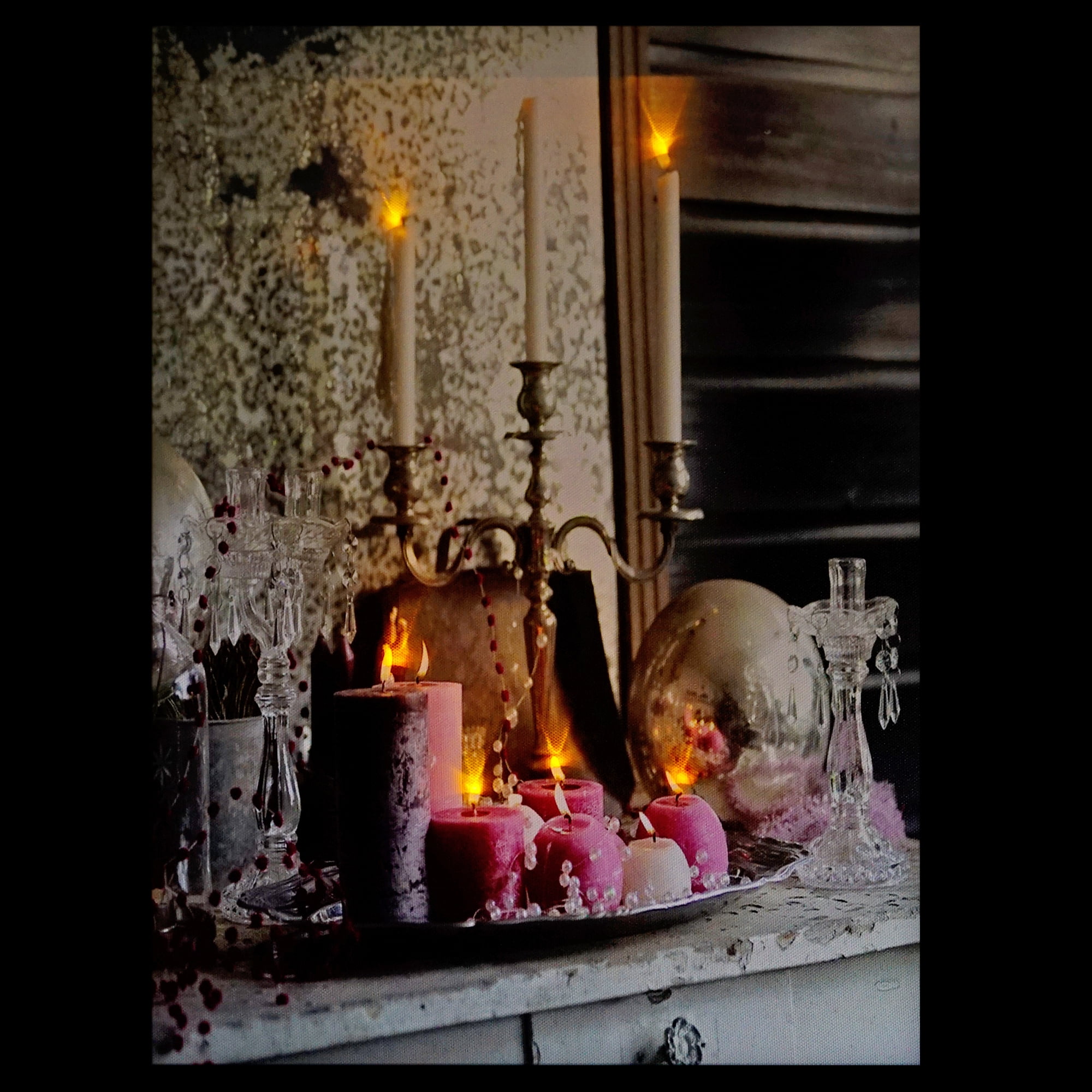 Northlight LED Lighted Regal Romance Candleabra Christmas Canvas Wall Art 15.75" x 12"