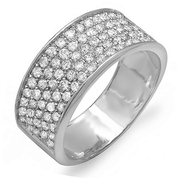 Dazzlingrock Collection 1.03 Carat (ctw) 10K Round Diamond Ladies Bridal Anniversary Wedding Band 1 CT, White Gold