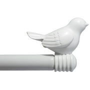 Urbanest 3/4-inch Cute Bird Designer Decorative Adjustable Window Treatment Curtain Single Rod Set, Heavy Duty, White, 28"-48"
