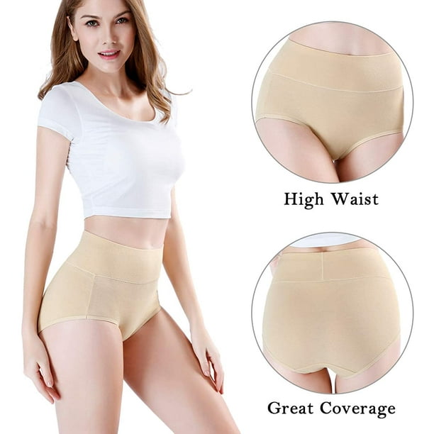 Full Cotton Underwearhigh-rise Cotton Briefs For Women - Solid Color, No  Panty Line, Plus Size