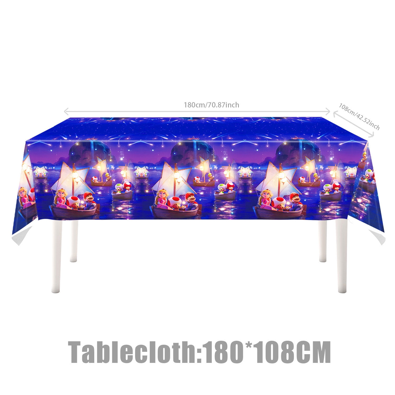 Mario Galaxy birthday party supplies and decorations set includes a birthday banner, backdrop, tablecloth, garlands, balloons, cake decorations, etc., suitable for both boys and girls.