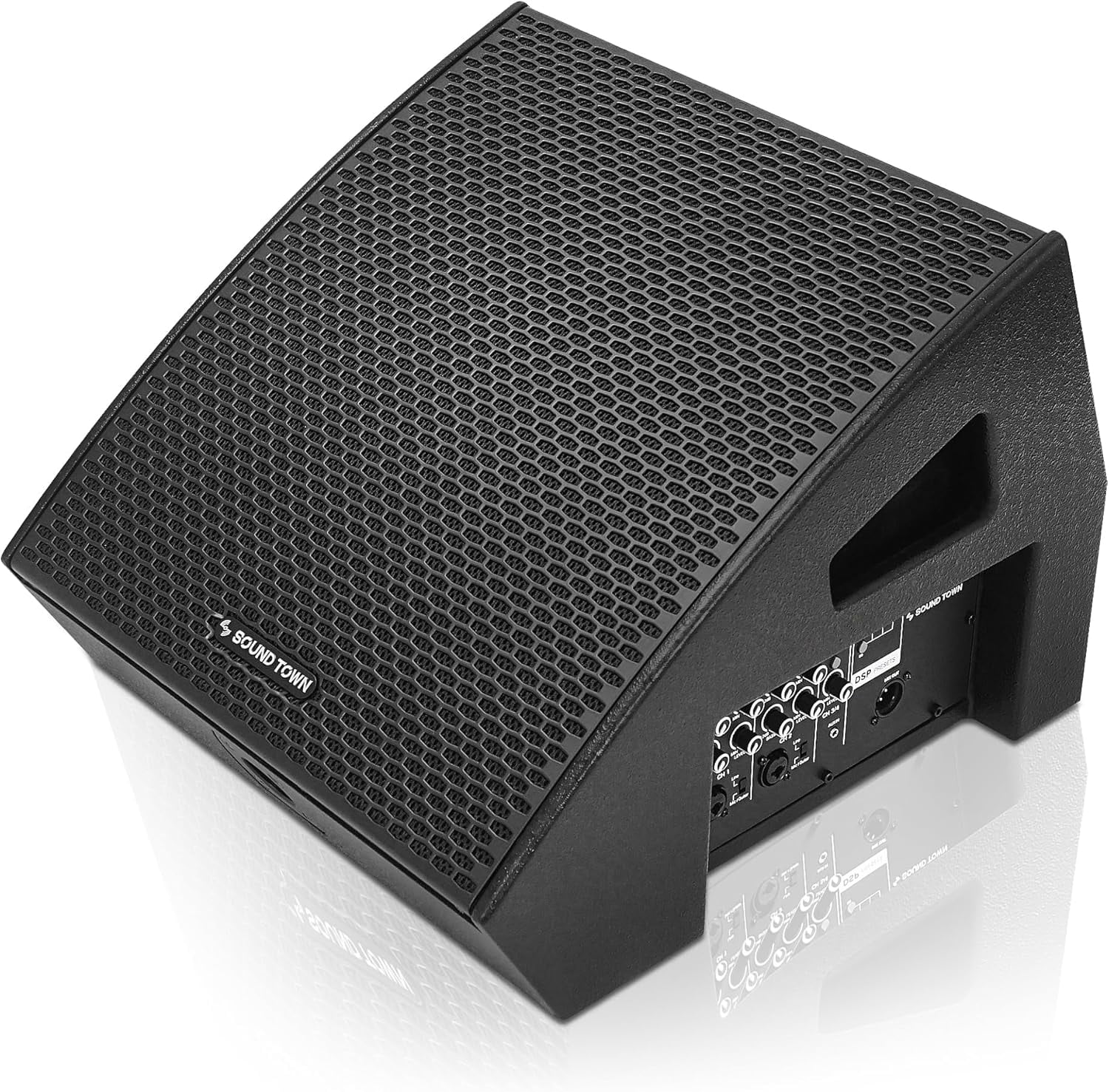 Sound Town CARME Series 12" Multipurpose Powered Loudspeaker, with Coaxial Compression Driver, Class D amp., DSP, Birch Plywood for Live Sound, Karaoke, Bar, Church, Black (CARME-12MPW)
