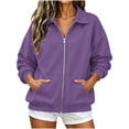 thumbnail image 3 of Horkkom Zip Up Sweatshirts for Women Solid Color Lightweight Sweatshirts Casual Basic Jackets with Pockets XXL, 3 of 6
