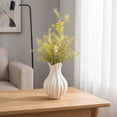 thumbnail image 7 of MMJ Fluted Ceramic Vase Set of 2 Matte Black White Table Centerpiece Home Decor 8.27x5.12x5.12in With Leaves, 7 of 7
