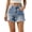 Light Blue, variant on Women's High Waist Frayed Hem Denim Shorts with Contrast Seam Detail,Classic Five Pocket Jean Short Pants for Beach Daily Casual Wear