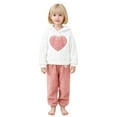 thumbnail image 2 of YMNXA Big Kids Girls Fuzzy Outfit Long Sleeve Love Heart Print Hooded Top And Pant Comfort Warm Loungewear Sets For Casual Daily Wear White 9-10 Years, 2 of 5