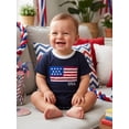 thumbnail image 5 of BemeyourBBs Newborn Baby Boy Girl 4th of July Outfit Infant Baby Independent Day Patriot Clothes Waffled Bubble Romper Stripe America Flag Short Sleeve Bodysuit Baby Boy Girl Summer Clothes, 5 of 8