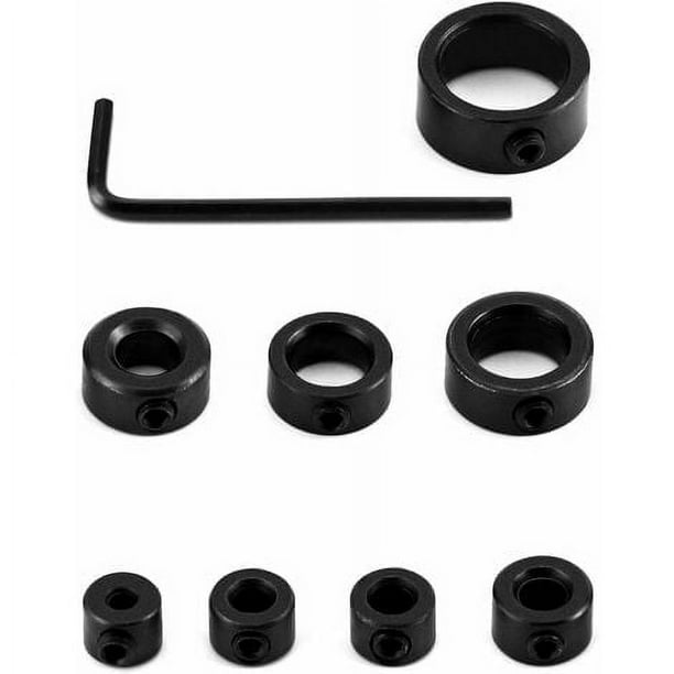 Juego de topes de profundidad de perforación Apuakthei, topes de profundidad para brocas, llave hexagonal de 3/4/5/6/8/10/12/16 mm incluida, color negro, 9 piezas