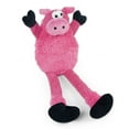 thumbnail image 3 of goDog Checkers Skinny Pig Squeaky Plush Dog Toy, Chew Guard Technology - Pink, Large, 3 of 5