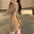 thumbnail image 2 of Vestidos de Noche ajustados de manga larga para mujer, ropa de invierno sin espalda, Mini suéteres elegantes, vestido de fiesta negro Sexy, 2023, 2 of 4
