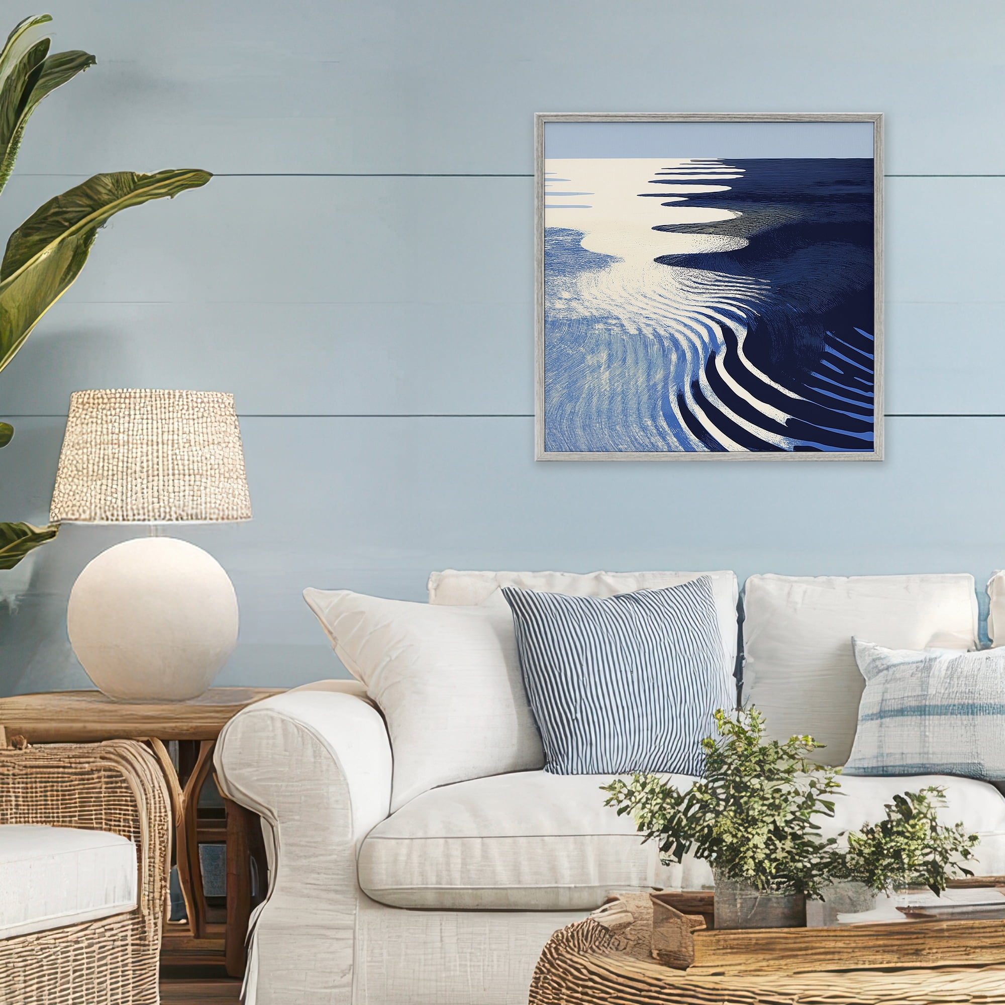 Stupell Industries Abstract Cobalt Ripples Gray Framed Giclee Art, design by Walker Noble