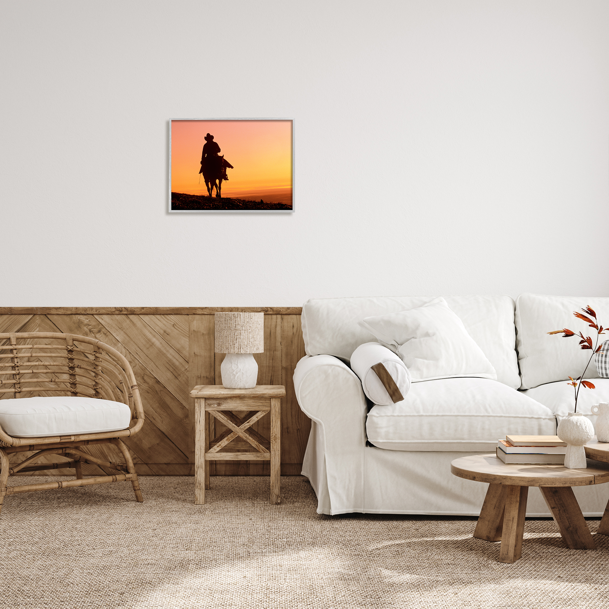 Stupell Indtries Woman Riding Horse Silhouette Southwestern Sunset Landscape,20 x 16,Design by J.C. Leacock