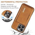 thumbnail image 5 of 2 in 1 Wallet Case for iPhone 16 Pro for Women Men, Detachable Cards Holder Magnetic Back Cover Stand Feature Shockproof Premium PU Leather Phone Cover for iPhone 16 Pro, Brown, 5 of 11