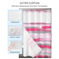 thumbnail image 2 of No Hook Shower Curtain with Snap in Liner,Gradient Pink Grey Stripes Waterproof Bath Curtain Double Layers with See Through Top Window,Modern Abstract Geometric Hotel Shower Curtains 36x72in, 2 of 9