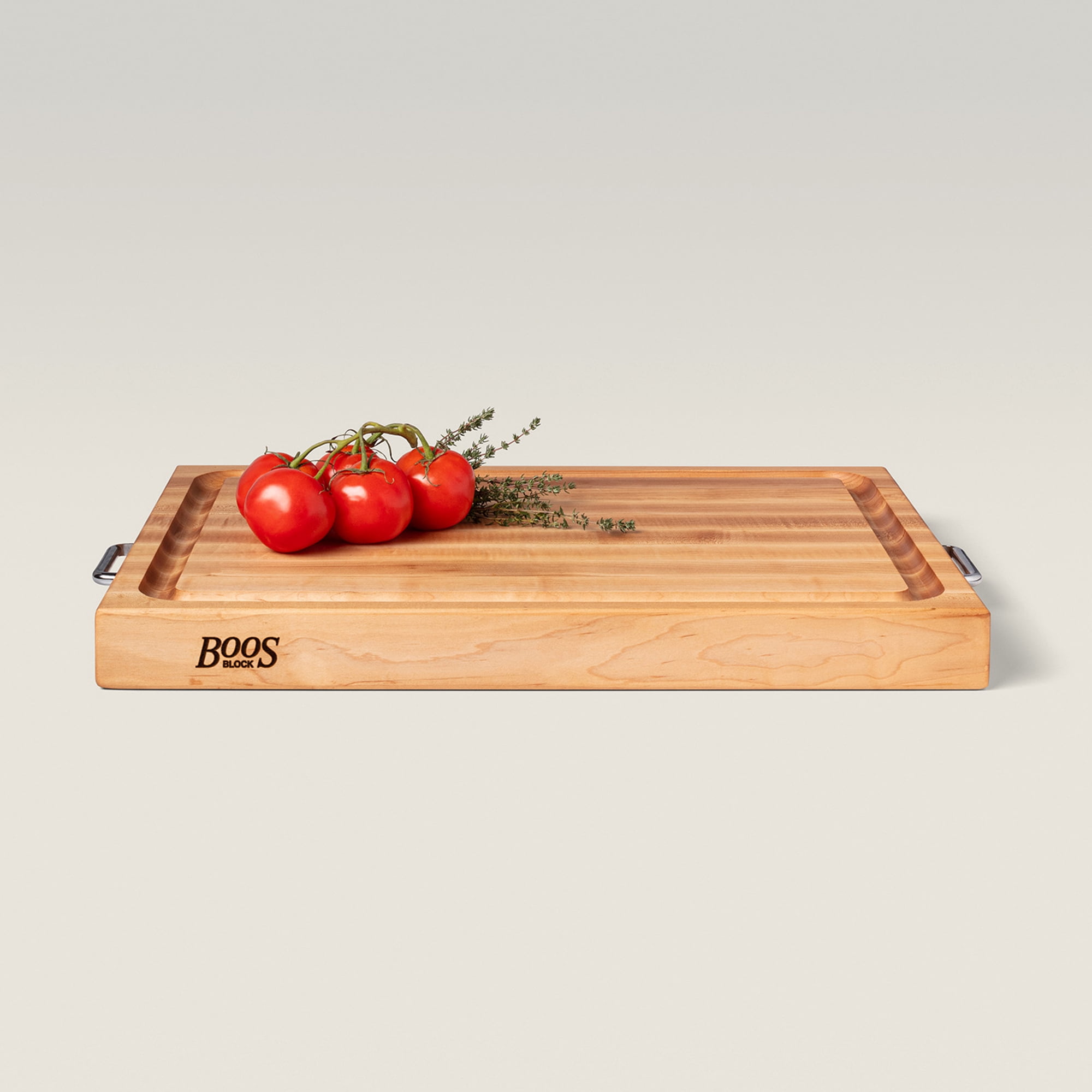 John Boos Handle Board Reversible Wood Cutting Board with Handles, Maple