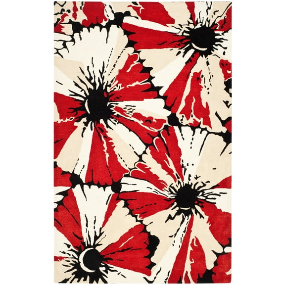 SAFAVIEH Soho Serenity Geometric Area Rug, Black/Red, 3'6" x 5'6"
