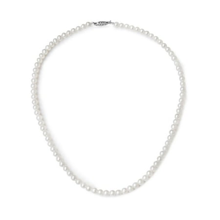 Single Strand Diamond Pearl Clasp (June Birthstone Pendant Necklaces - Freshwater Cultured Pearl Single Strand with Filigree Clasp in 14K White Gold (5.5-6.5mm Freshwater Cultured Pearl) -)
