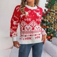 thumbnail image 4 of QUNYINEY Christmas Women's Sweaters Knit Pullover Crew Neck Red Tops Casual Regular Long Sleeve Sweaters, 4 of 8
