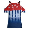 thumbnail image 4 of OAVQHLG3B Summer Tops for Women 4th of July Outfits for Women Patriotic ShirtsWomen V-Neck Short Sleeve Printing Strappy Cold Shoulder T-Shirt Tops Blouses, 4 of 5