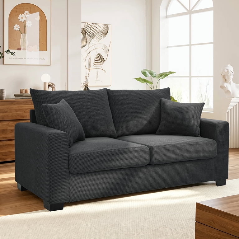 Lunale 69" Modern Loveseat, Gray Polyester photo 2