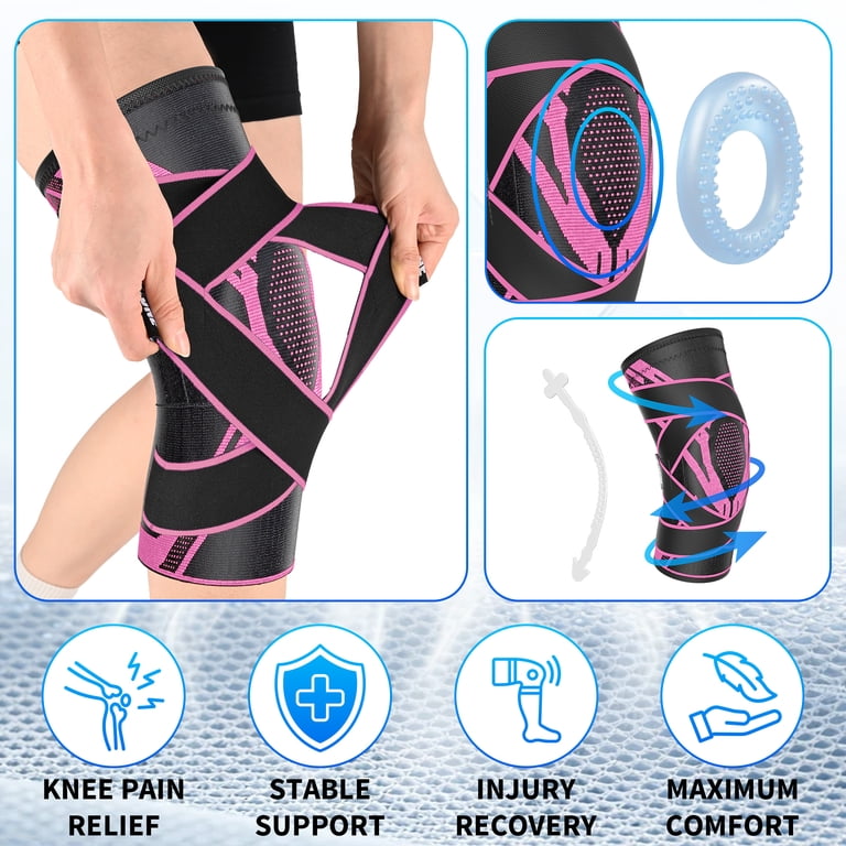 HLTHZONE Knee Brace, 4-Strap Adjustable Compression with Copper photo 8