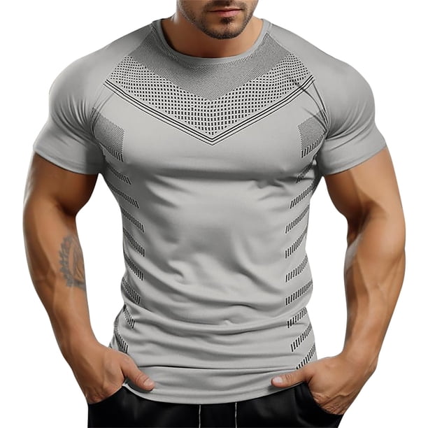 Tight Fitting Sports And Fitness Short Sleeved Round Neck T-Shirt3XL