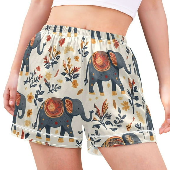 joogoo Women's Pajama Lounge Shorts Ethnic Cute Elephant Bottoms Sleep Short M