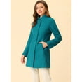 thumbnail image 3 of Unique Bargains Women's Winter Overcoat Stand Collar Single Breasted Long Coat XL Lake Blue, 3 of 6