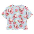thumbnail image 2 of Uourmeti Girls Axolotl Short Sleeve Casual Crop Crew Neck T-Shirt Strawberry Soft Loose Athletic Top Lightweight Pullover Tops Size 7-8, 2 of 6