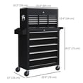 thumbnail image 3 of HOMCOM Rolling Tool Chest, Lockable Tool Storage Cabinet with 14 Drawers, 3 of 10