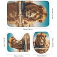 thumbnail image 3 of 4PCS Retro Lion Bathroom Set with Rugs and Toilet Lid Cover Modern Desert Wildlife Walking Waterproof Shower Curtain Set for Bathroom Decor, Style-4, 3 of 8